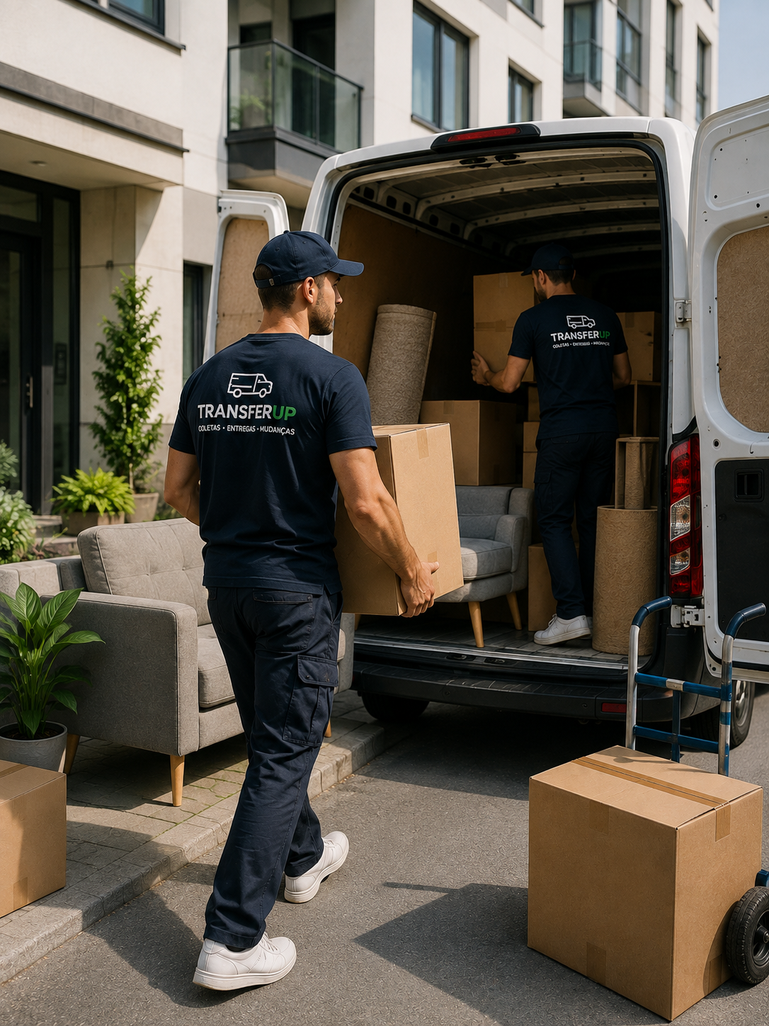 Professional transporting boxes and belongings between residences